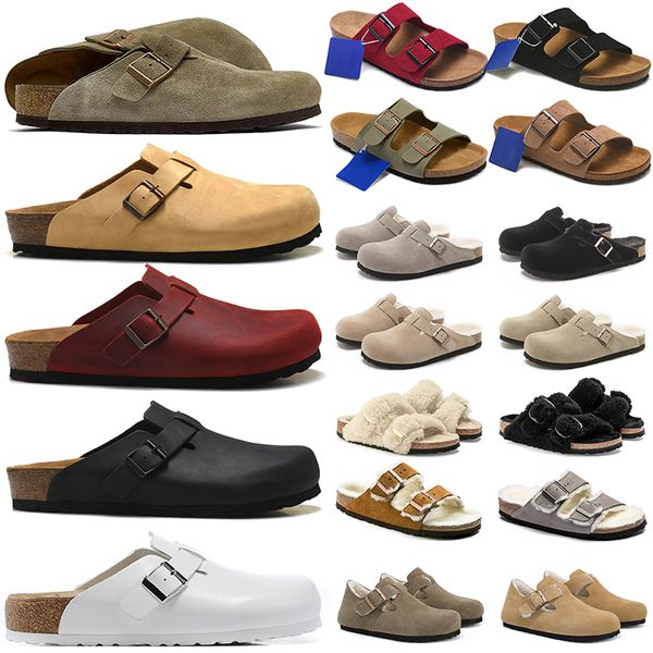 Brikinstocks Brikin Boucle Pantoufles Diapositives De Fourrure Mocassins De Luxe OG Bostons Arizonas Designer Plateforme Chaussures Décontractées Semelle Plate En Liège Tongs Sabots Sandales Burkin