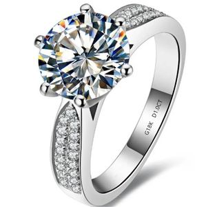 Briljante 1CT -test Real Diamond Engagement Ring Solid 18K White Gold Wedding Anniversary Ring 240323