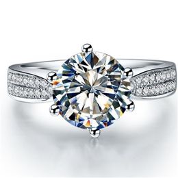 Bague de fiançailles en diamant Moissanite véritable, Test brillant 1CT, en or blanc massif 18 carats, pour anniversaire de mariage, 2718