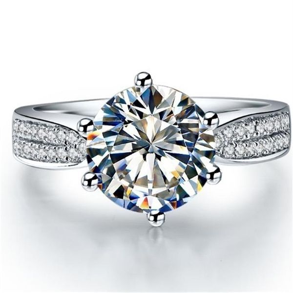 Bague de fiançailles en diamant Moissanite véritable, Test brillant 1CT, en or blanc massif 18 carats, pour anniversaire de mariage, 227P