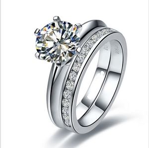 Brillant 2Ct diamant ensemble anneaux de qualité supérieure solide platine 950 bague en or blanc bijoux de mariage