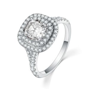 Brilliant Forever 2Ct Cushion Cut Diamond Solid Platinum 950 Ring Bijoux de fiançailles
