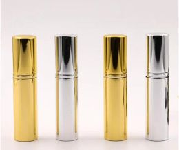 Brilhante ouro prata 5ml recarregável portátil mini frasco de perfume viajante alumínio spray atomizador vazio perfume spray atomizador ll