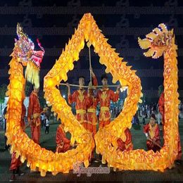 Brillant LED danse du dragon JAUNE Taille 6 # 3 1m Longueur enfants folk soie nouvelle mascotte costume chine culture spéciale vacances party285a