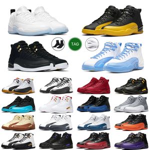 Briljante oranje basketbalschoenen 12s Black University Gold Utility Cherry Twist Gamma Blue Taxi Playoffs Low Easter OG Shoe Sports Sneakers Trainers For Men