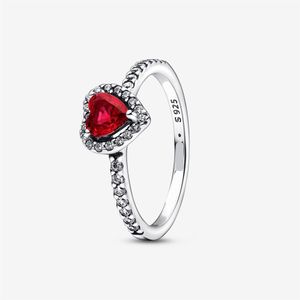 Briljant rood hart trouwring nieuwe stijl ringen voor vrouwen DIY fit Pandora designer sieraden Cadeau voor verlovingsfeest Mode acce292C