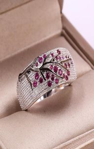 Briljante Boom Gekleurde Kristallen Ring Zirkoon Ringen voor Exclusieve Punk Vrouwen Tak Bruiloft Sieraden Present7764215