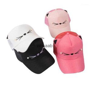 Chapeaux à bord balle 15TOP/LOT SINGYOU belle oreille de chat Baseball femmes tout-match parasol couleur unie maille chapeaux 240229