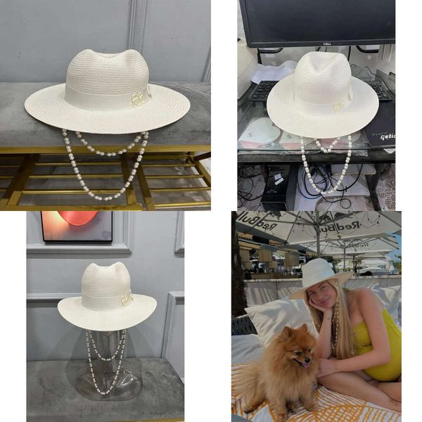 Brim Wide Hats Arrivée d'été Sobile à double chaîne Fedora Chapeau Paille pour les femmeswide299h Qualité d'origine