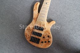 Brinkley Nouvelle Arrivée, Factory Custom 6 cordes Guitare basse électrique couleur bois faite à la main, Basse Active Pickups, Matériel doré, Livraison gratuite