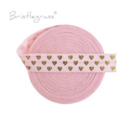 Bristlegrass 2 5 10 yard 5/8 "15 mm Love Heart Foil Imprime ennemi pliant sur les bandes de spandex élastiques