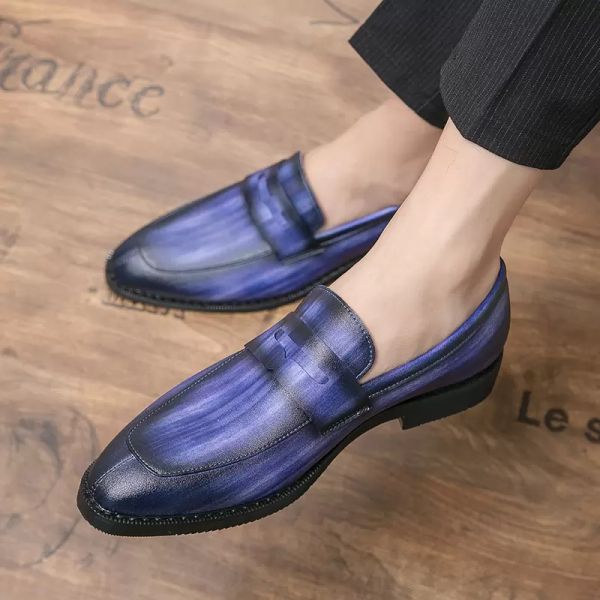 Grande-bretagne Gentleman Chic chaussures habillées pour hommes pointu sans lacet mélange de couleurs Oxford mocassins chaussures de mariage Sapato Social Masculino