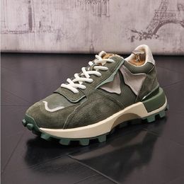 Britain retro mix kleuren platform sport sporten casual schoenen voor mannen flats loafers wandelende sneakers d2a24