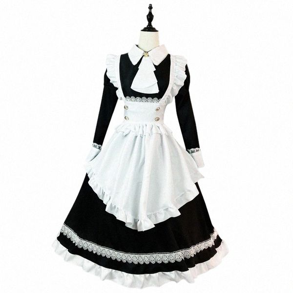 Traje de mucama aristocrático británico con mangas LG Anime Lolita Juego de rol Lencería Dr. Trajes de fiesta Tallas grandes Ropa blanca y negra 64n3 #