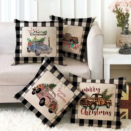 Britse Kerst Kussensloop Cover Plaid Merry Christmas Throw Cushion Cover voor Xmas Tree Rendieren Home Auto Sofa Decoratie DHL WX9-1678