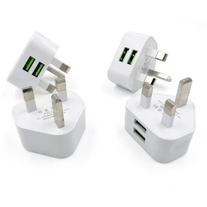 British Gauge Double U chargeur prise de téléphone portable à charge rapide à trois broches adaptateur double port 2USB tête de charge multiport 5V2.1A