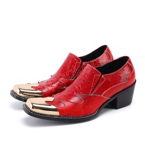 Britannique Patchwork rouge en cuir véritable hommes chaussures bout carré affaires chaussures formelles augmenter la hauteur robe de soirée chaussure