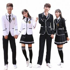 Britse preppy stijl Lg Sleeve Chorus Schooluniform Junior High School Girls Boys Japan Zuid-Korea Studenten JK Uniform Set 70zI #