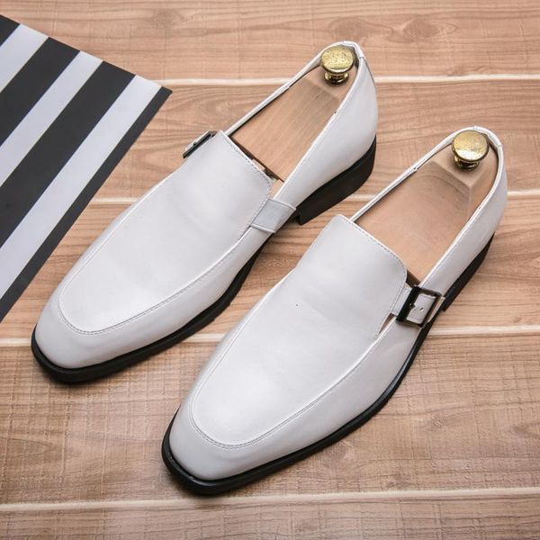 British S New White Men Black Monk Slip on Strap Oxford Shoes Moccasins Wedding Prom Homecoming Footwear Zapatos H Shoe Moccain Zapato