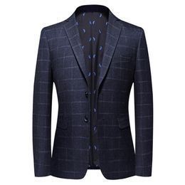 British S Style Vintage Plaid Blazer Men Casual Slim Fit Suit Jack Single Button Business Social Plus Maat 3xl HOMBRE 220822