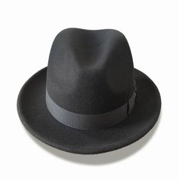 Chapeau Fedora britannique à bord court pour hommes, Trilby en feutre de laine, grande taille 60 cm, doublure en Satin, haute qualité, expédié en boîte, 240102