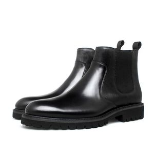 Style britannique café/noir hommes bottines en cuir véritable Chelsea bottes hommes chaussures de plein air