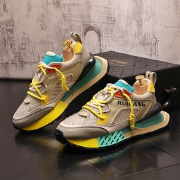 Britse Stijl Jurk Bruiloft Schoenen Mode Colorblock Ademend Mesh Casual Sneakers Antislip Ronde Neus Dikke Bodem Zakelijke Vrije Tijd Loafers Y127