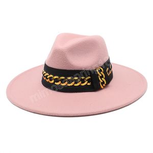 Britse stijl Fedora Hats Solid Classic Big Wide Brim 9.5 cm Filted Jazz Hat Women Panama Wedding Church Cap Sombreros de Mujer