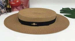 Britse stijl hoed zomer gevlochten rand retro gouden metalen bij mode brede grasriem ouderkind platte schaduw9714264