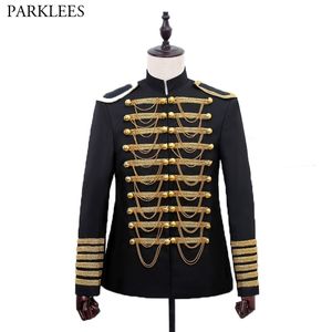 Style britannique Prince costume Blazer hommes mariage marié Slim Blazer Hombre discothèque scène danse bal veste Blazer avec chaîne 210522