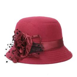 Chapeau de princesse rétro de style britannique chapeau haut de forme décontracté chapeau de bassin en laine chapeau melon