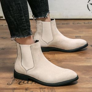 Britse stijl suede lederen modejurk enkelschoenen stedelijke stadsbedrijven slip-on elastische band comfortabel