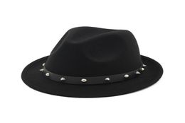 Style britannique unisexe laine feutre Jazz casquette mode Fedora chapeaux avec Rivet hommes femmes automne hiver chapeaux pour hommes femmes Gentleman Hat5306788