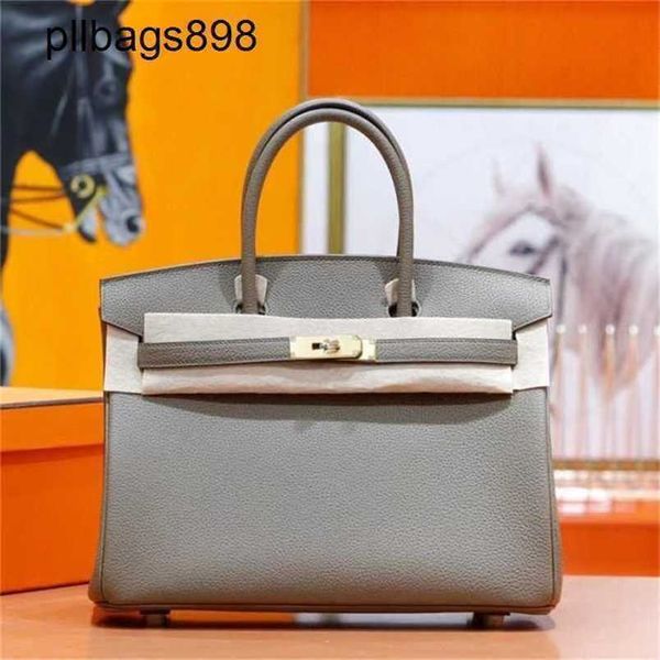 Brknns Handbag en cuir authentique 7a Fil à main avec un motif de lyche de 25 cm Gris d'éléphant de vache pour femmes660d