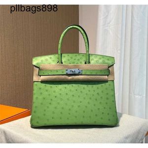 Brkns Handbag Genuine Leather 7a Handswen High Custom Green Importée Autruche Skin Platinum 30cm avec leatherep7r