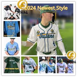 Brock Slaton Connor Rasmussen Tulane Baseball Jersey 17 Colin Tuft 14 Nathan Rose 6 Marcus Cline 9 Matthias Haas 57 Jacob Moore Tulane Green Wave Maillots cousus