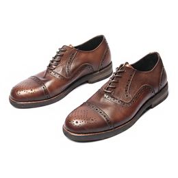 Brogue – chaussures en cuir sculpté, polies à la main, Vintage, à l'ancienne, première couche de peau de vache, pour hommes