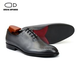 Brogue Oxford Oom Saviano Dress Fashion Business Office Designer Handgemaakte echte lederen schoenen Men Origineel 1441
