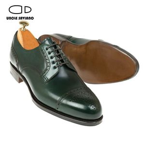 Brogue tío Saviano Derby Fashion Genuine Leather Handmade Farty Men Men Shoes Diseñador Original
