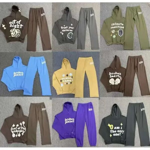 Broken Planet Foam Letter Imprimer Hoodie Loose Mens Y K Hoody D Graffiti Pull Hip Hop Haraj