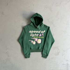 Broken Planet sweatshirt met groene schuimprint, warme Europese en Amerikaanse straathiphop casual hoodie met lange mouwen voor dames en heren