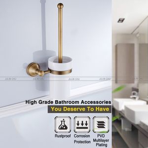 Accesorios de baño de bronce Juego de herrajes Antiguo Secador de pelo Estante Toalla Estante Bar Ducha Jabonera Titular Cepillo de baño LJ201204