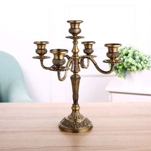 Bronze Candelabra Métal 5 bras / 3 bras Bougeoirs Décoration de mariage Chandeliers Événement Bougeoir Table Pièce maîtresse 210722