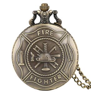Bronze Classic Fire Fighter Fireman Hero Analog Quartz Pocket Watch Collier Collier pour hommes Gift Reloj de Bolsillo1709398