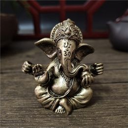 Color bronce Señor Ganesha Estatua Adornos Elefante Dios hindú Escultura Figuras Hogar Oficina Decoración Estatuas de Buda 220707