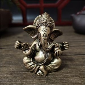 Bronzefarbene Lord Ganesha Statue Ornamente Elefant Hindu Gott Skulptur Figuren Home Office Dekoration Buddha Statuen 220707