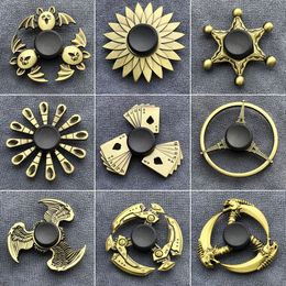 Bronze Multi Styles Fidget Spinner Doigt Jouet En Alliage De Zinc Métal Main Filateurs Doigt Gyro Toupie Soulagement Du Stress Décompression Jouets Anxiété Reliever