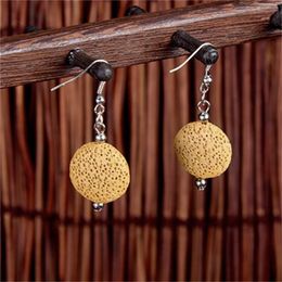 Bronze rétro pierre de lave boucles d'oreilles bricolage diffuseur d'huile essentielle bijoux femmes perles volcaniques boucle d'oreille