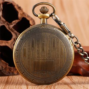 Relógio de bolso mecânico de corda manual vintage de bronze Wind Up Steampunk Stars Treasure Box masculino relógio feminino com pingente corrente presente