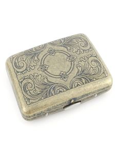 Bronze vintage en métal cigarette porte-boîte motif 16pcs tube cigare rétro poche accessoires fumeurs masculins dons 2662283